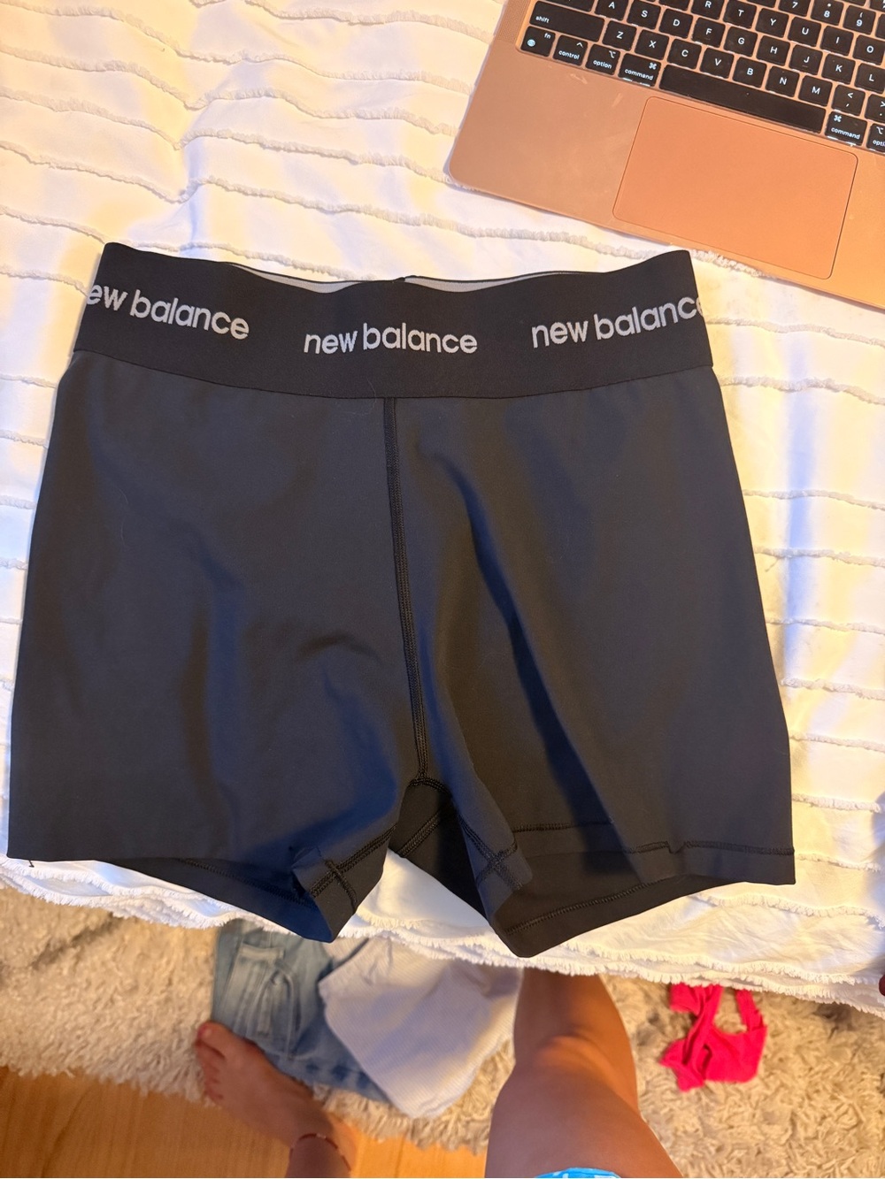 New Balance Black Women's Stretch Bike Shorts with Logo Waistband